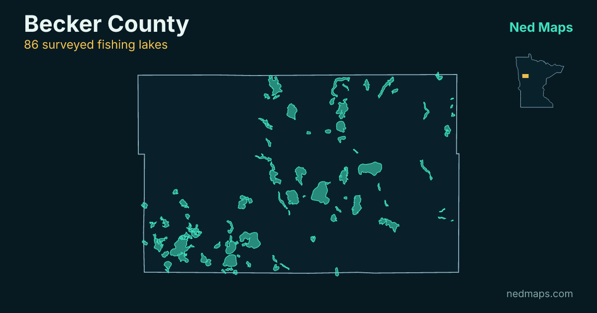 Map of the surveyed fishing lakes in Becker County, Minnesota