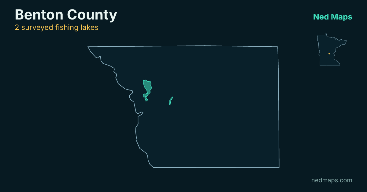 Map of the surveyed fishing lakes in Benton County, Minnesota