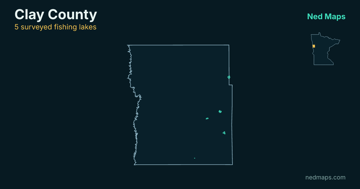 Map of the surveyed fishing lakes in Clay County, Minnesota