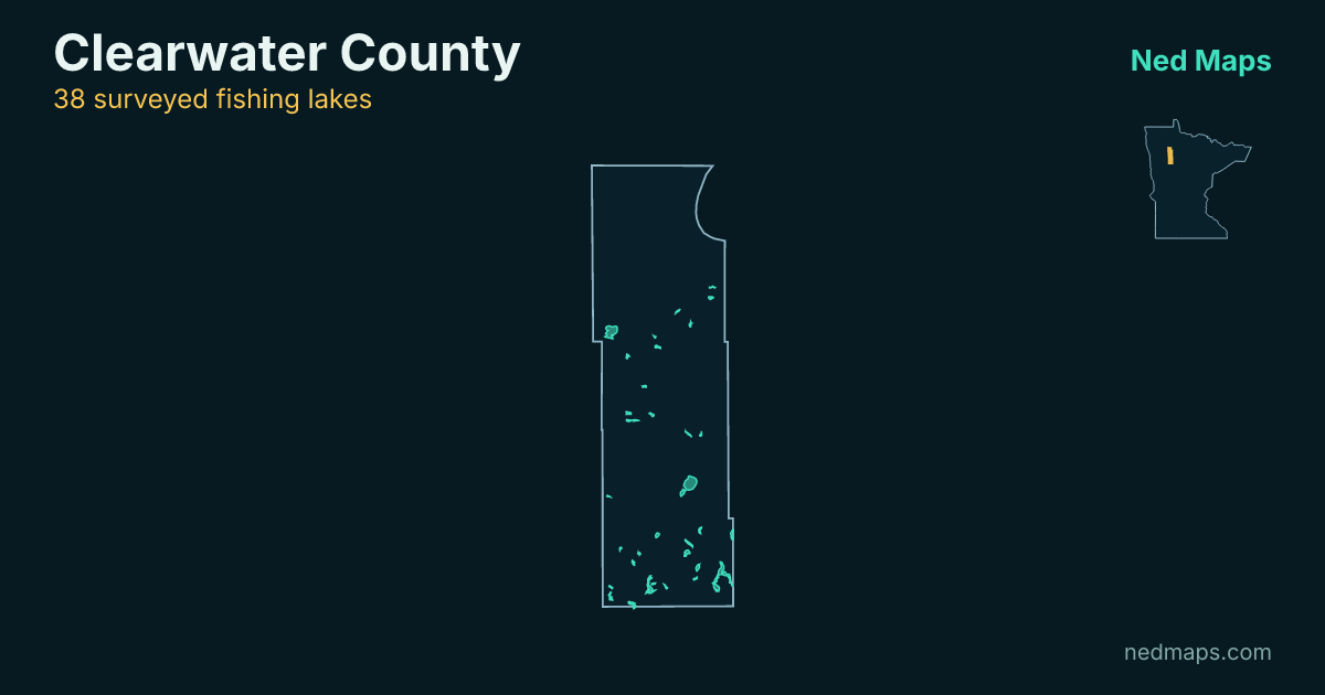 Map of the surveyed fishing lakes in Clearwater County, Minnesota