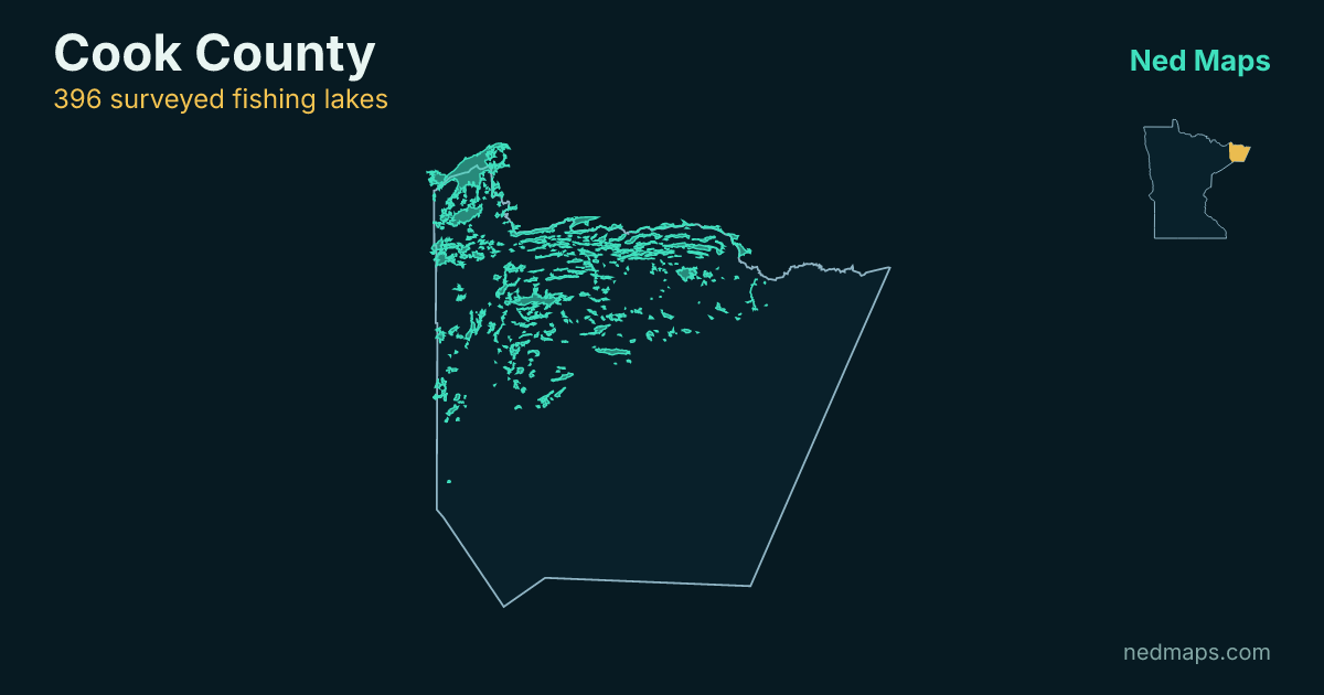 Map of the surveyed fishing lakes in Cook County, Minnesota
