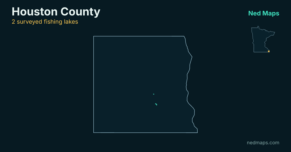 Map of the surveyed fishing lakes in Houston County, Minnesota
