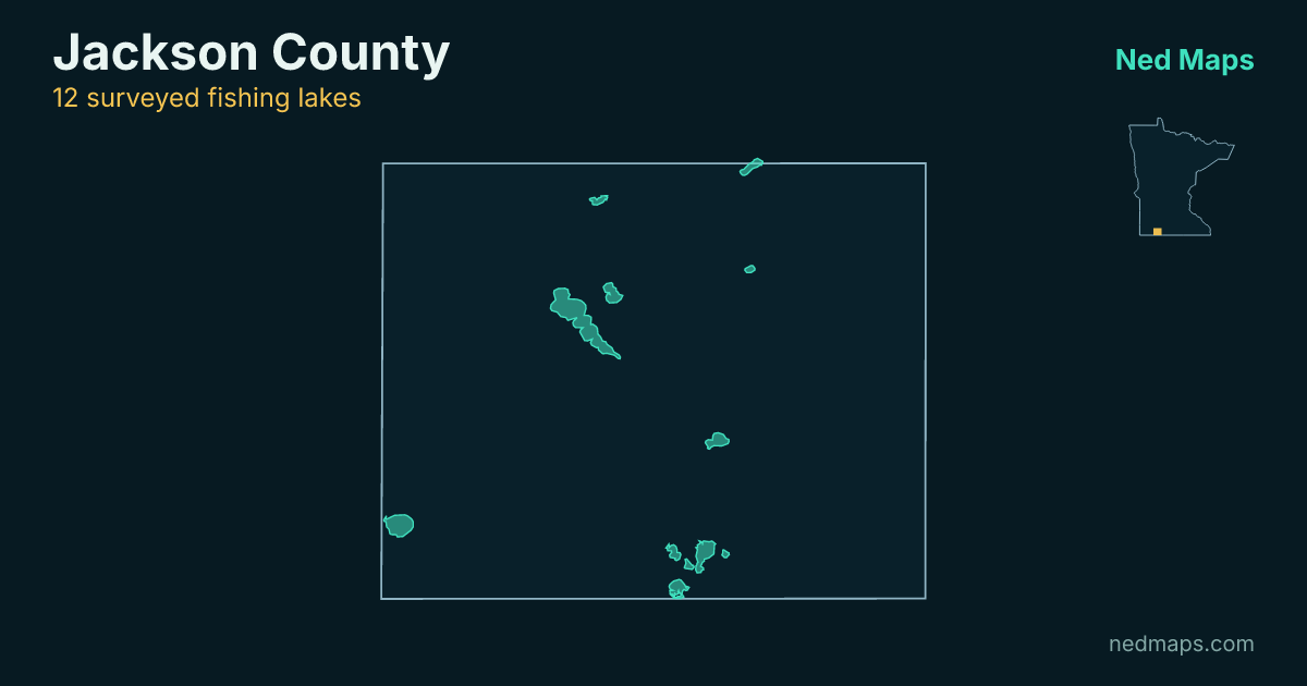 Map of the surveyed fishing lakes in Jackson County, Minnesota