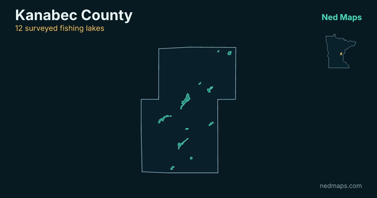 Map of the surveyed fishing lakes in Kanabec County, Minnesota