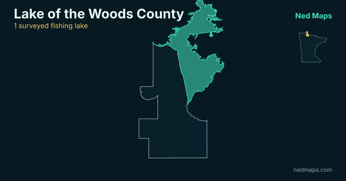 Map of the surveyed fishing lakes in Lake of the Woods County, Minnesota