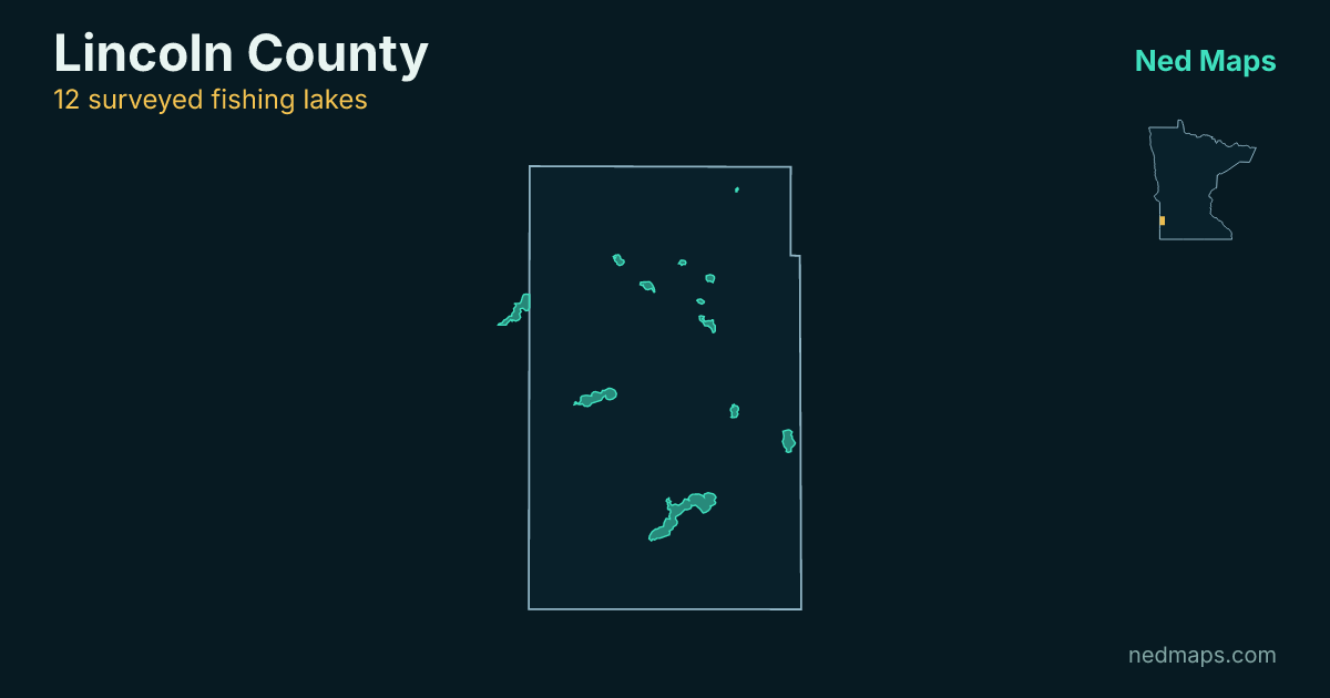 Map of the surveyed fishing lakes in Lincoln County, Minnesota