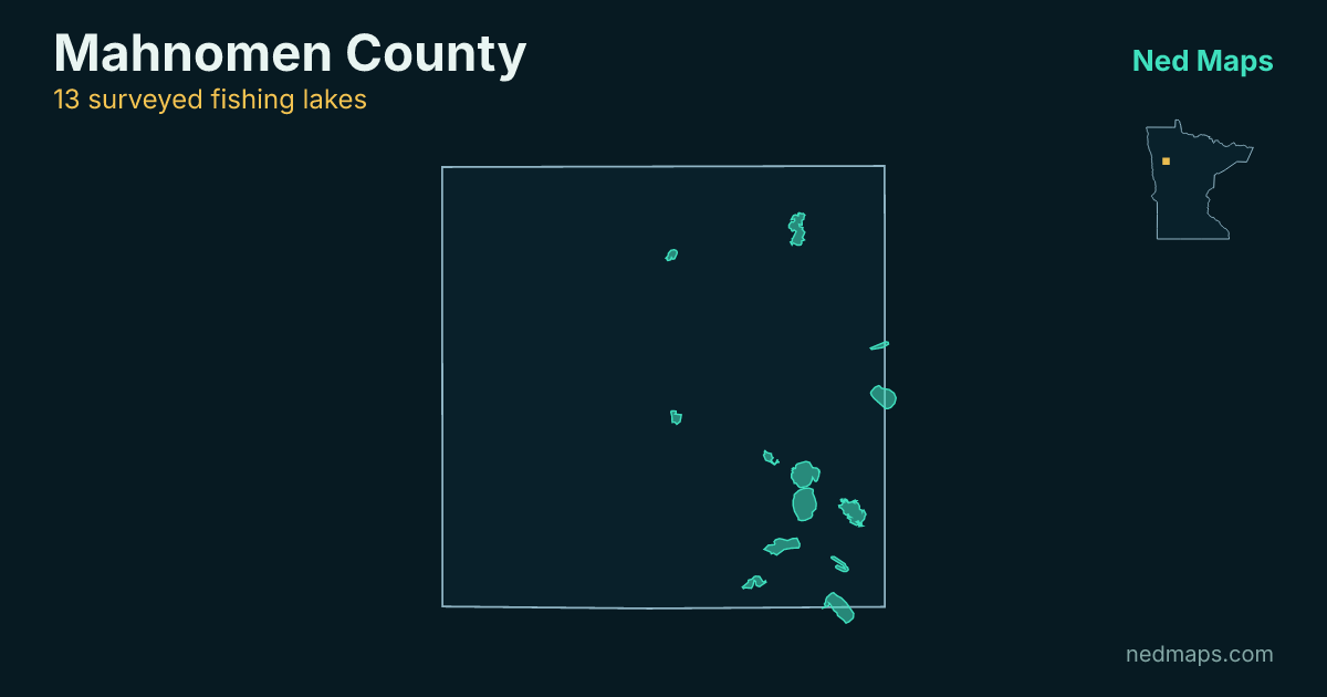 Map of the surveyed fishing lakes in Mahnomen County, Minnesota