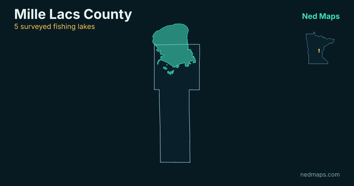 Map of the surveyed fishing lakes in Mille Lacs County, Minnesota