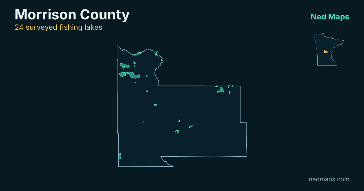 Map of the surveyed fishing lakes in Morrison County, Minnesota