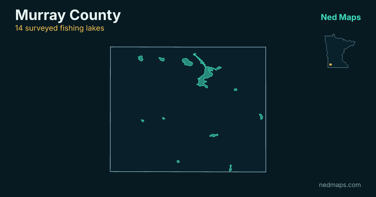 Map of the surveyed fishing lakes in Murray County, Minnesota