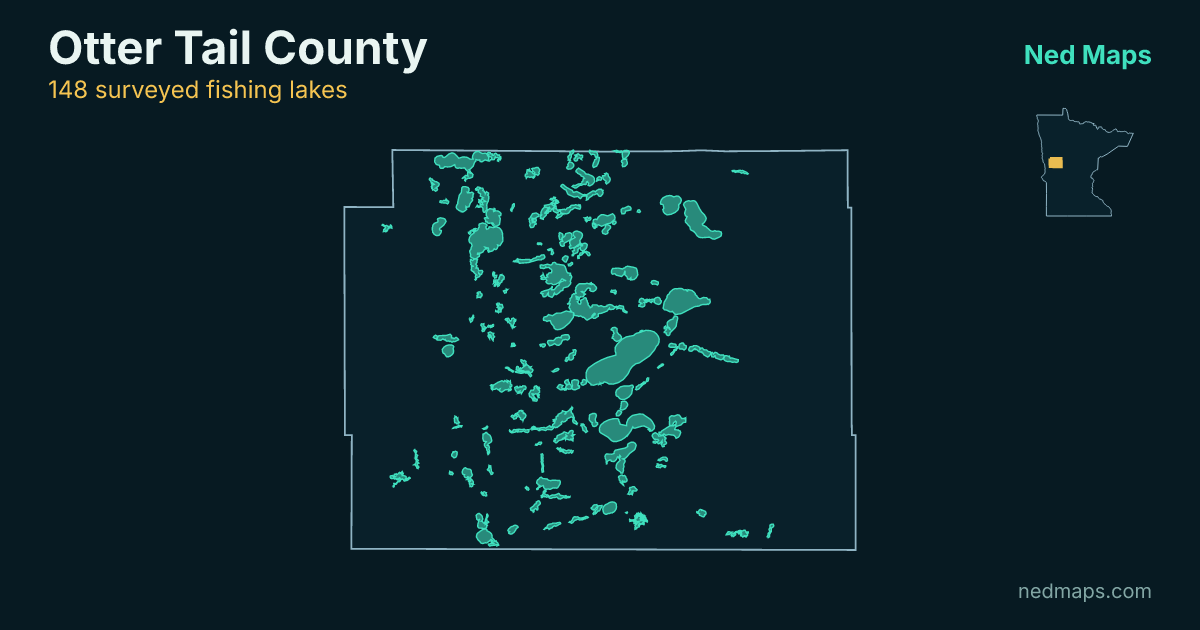 Map of the surveyed fishing lakes in Otter Tail County, Minnesota