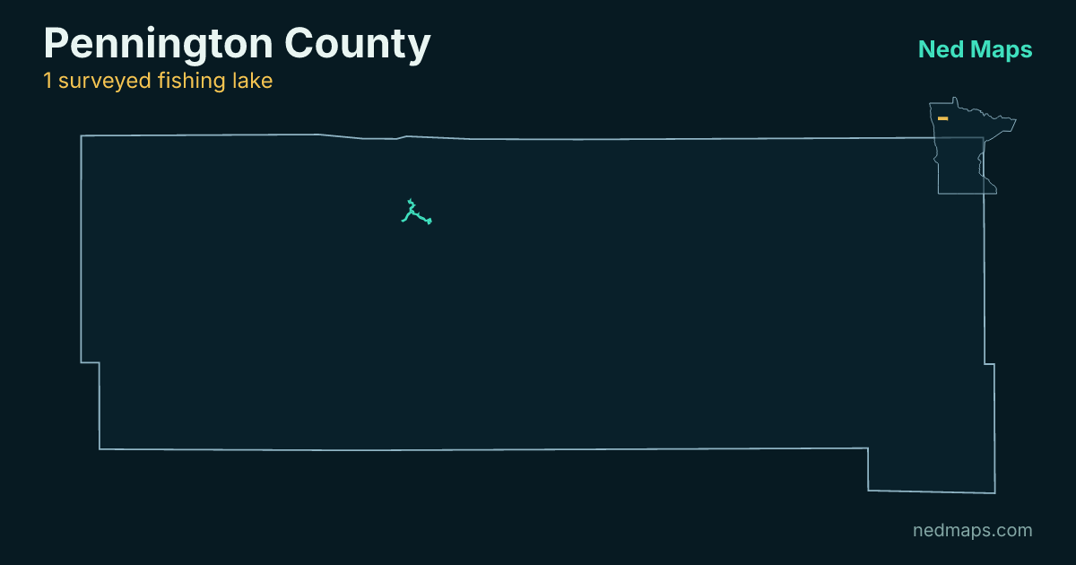 Map of the surveyed fishing lakes in Pennington County, Minnesota