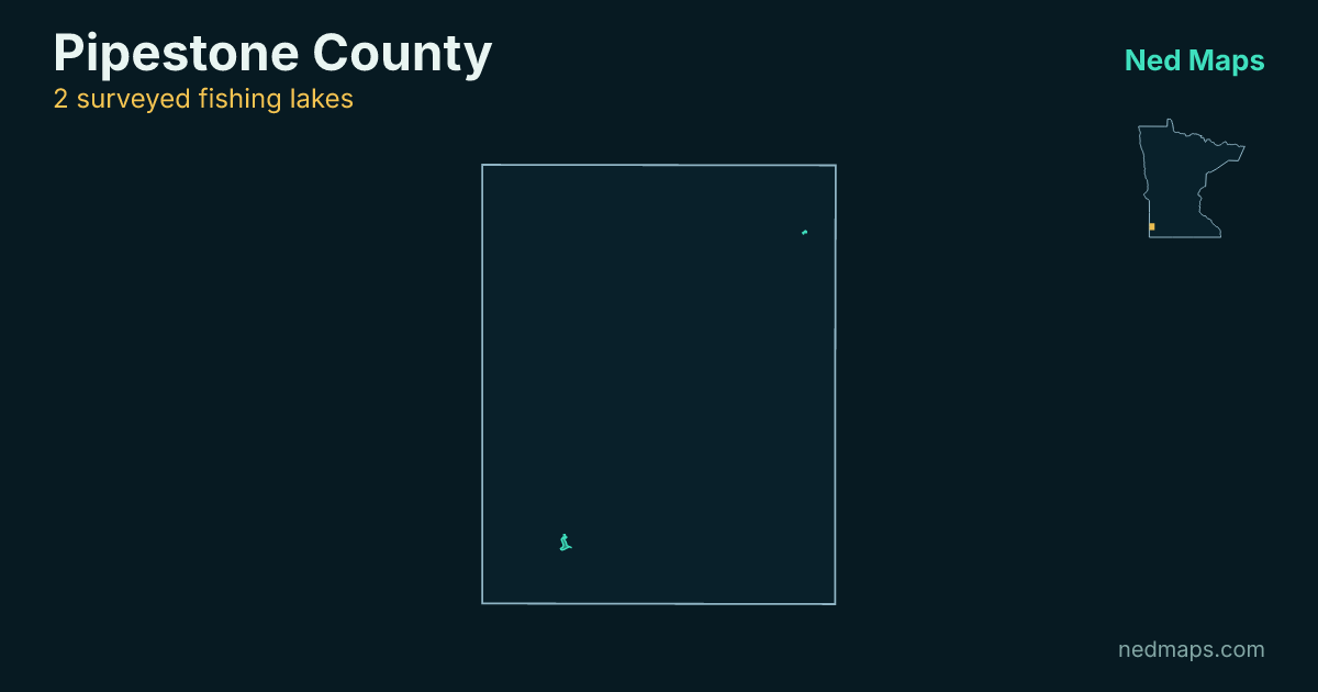 Map of the surveyed fishing lakes in Pipestone County, Minnesota