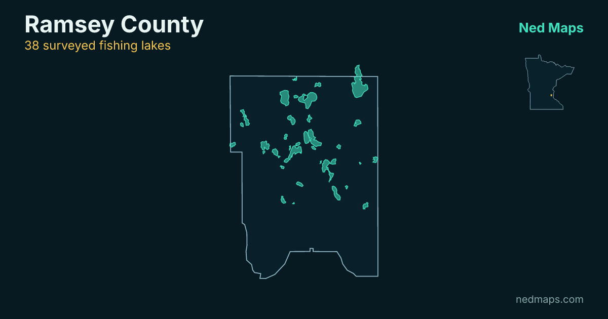 Map of the surveyed fishing lakes in Ramsey County, Minnesota