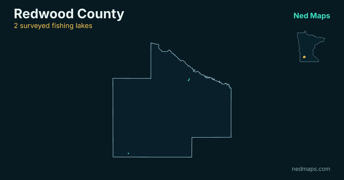 Map of the surveyed fishing lakes in Redwood County, Minnesota