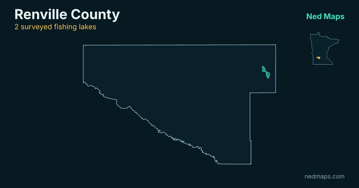 Map of the surveyed fishing lakes in Renville County, Minnesota