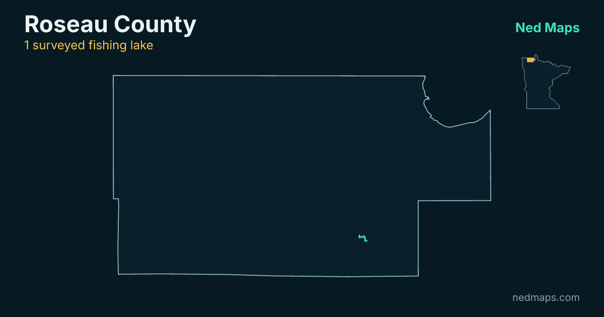 Map of the surveyed fishing lakes in Roseau County, Minnesota