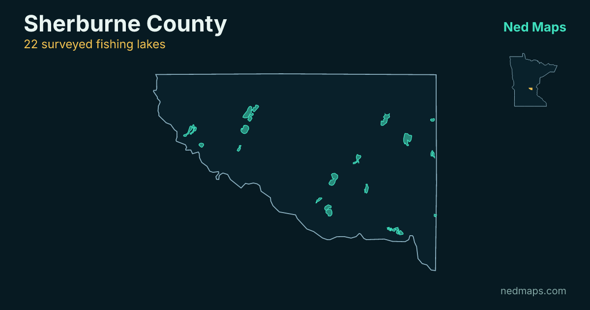 Map of the surveyed fishing lakes in Sherburne County, Minnesota