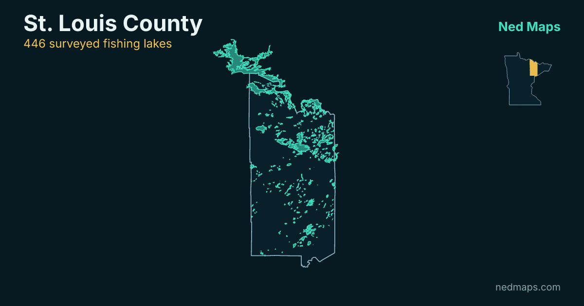 Map of the surveyed fishing lakes in St. Louis County, Minnesota