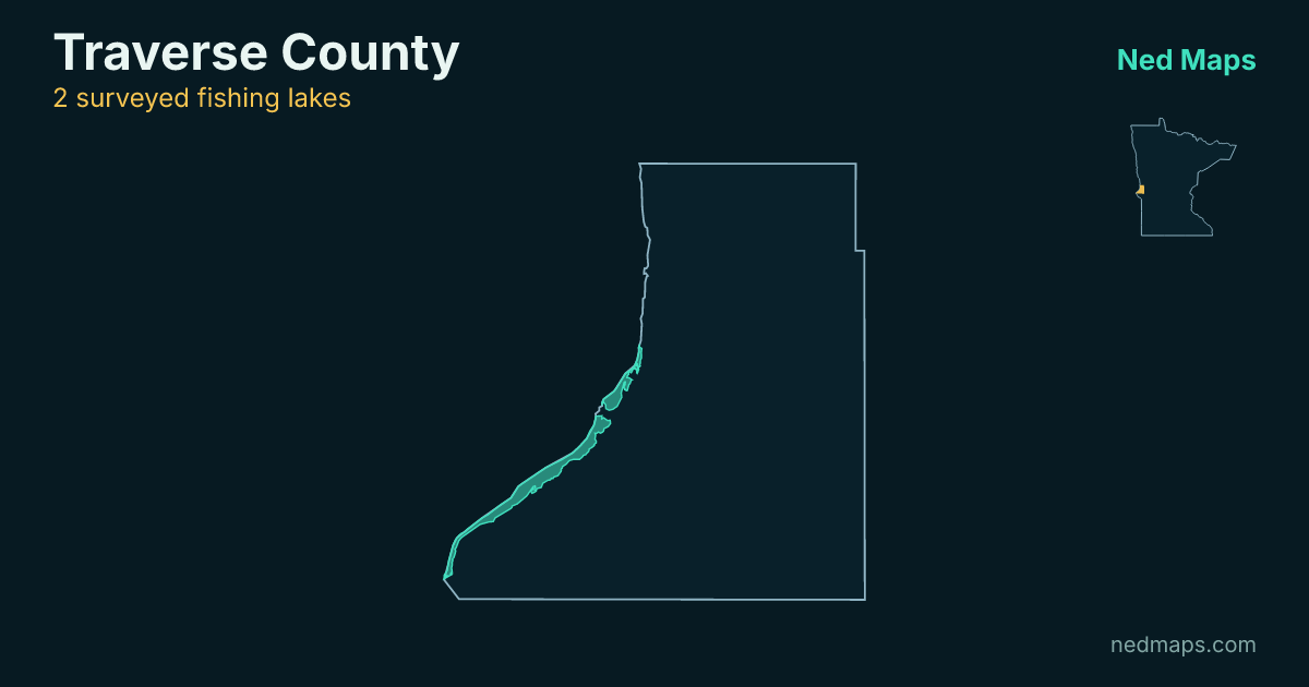 Map of the surveyed fishing lakes in Traverse County, Minnesota