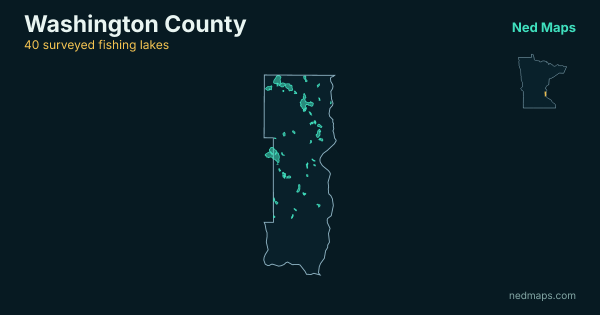 Map of the surveyed fishing lakes in Washington County, Minnesota