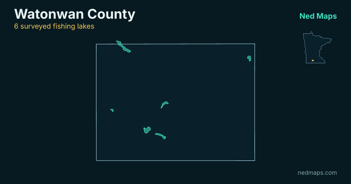Map of the surveyed fishing lakes in Watonwan County, Minnesota