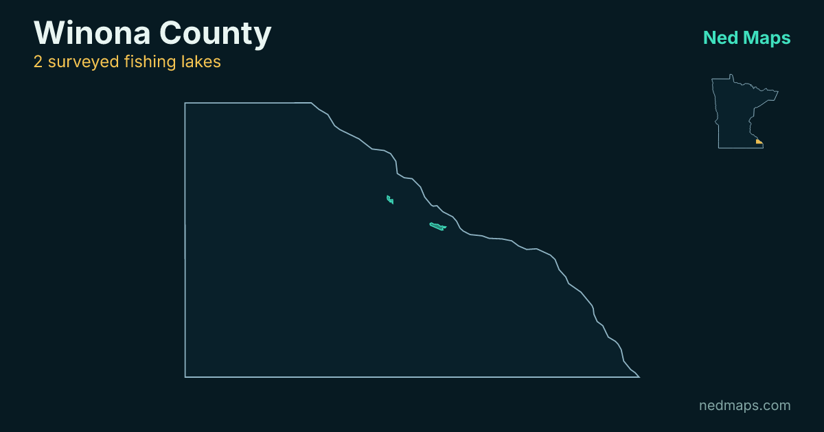 Map of the surveyed fishing lakes in Winona County, Minnesota