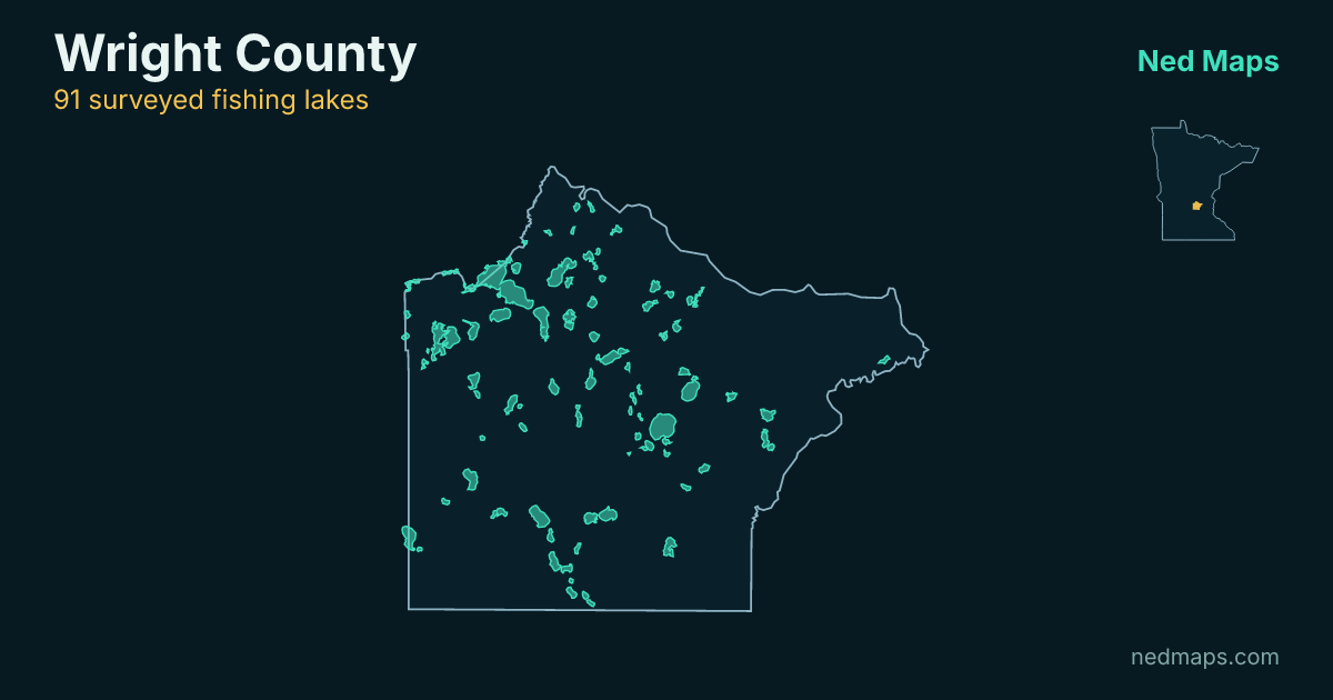 Map of the surveyed fishing lakes in Wright County, Minnesota