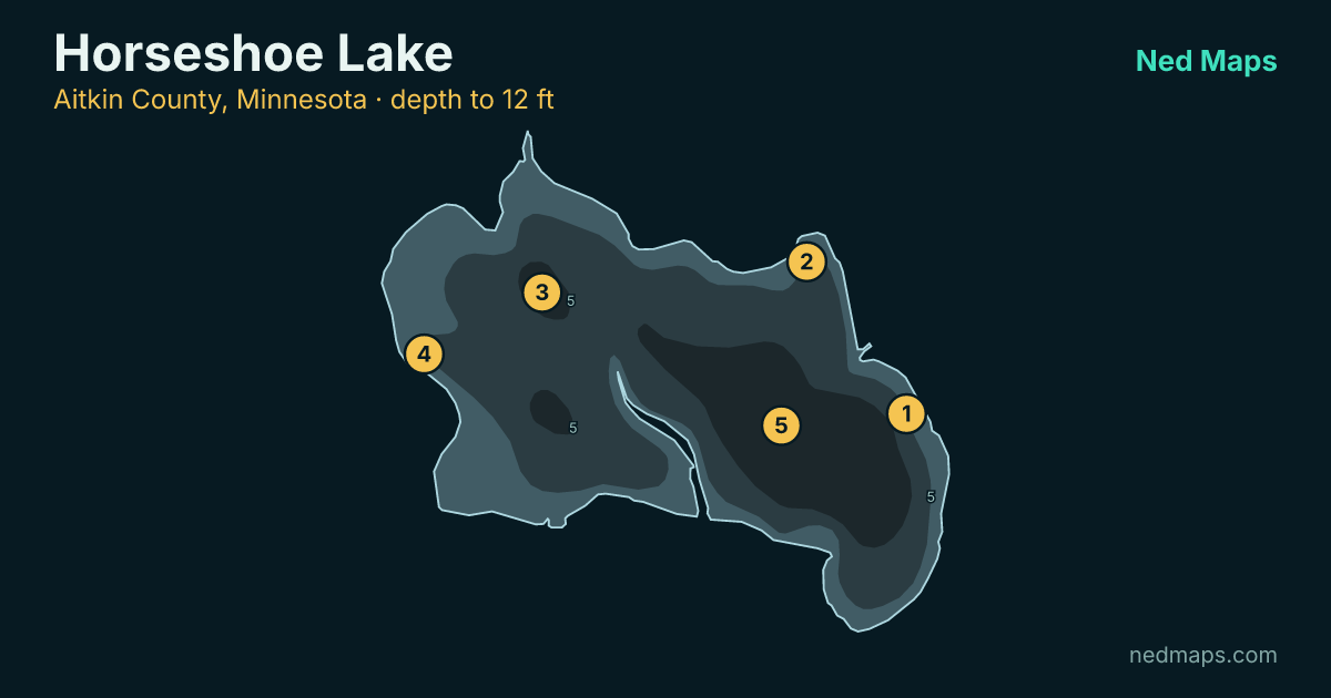 Horseshoe Lake depth contour map, Aitkin County, Minnesota