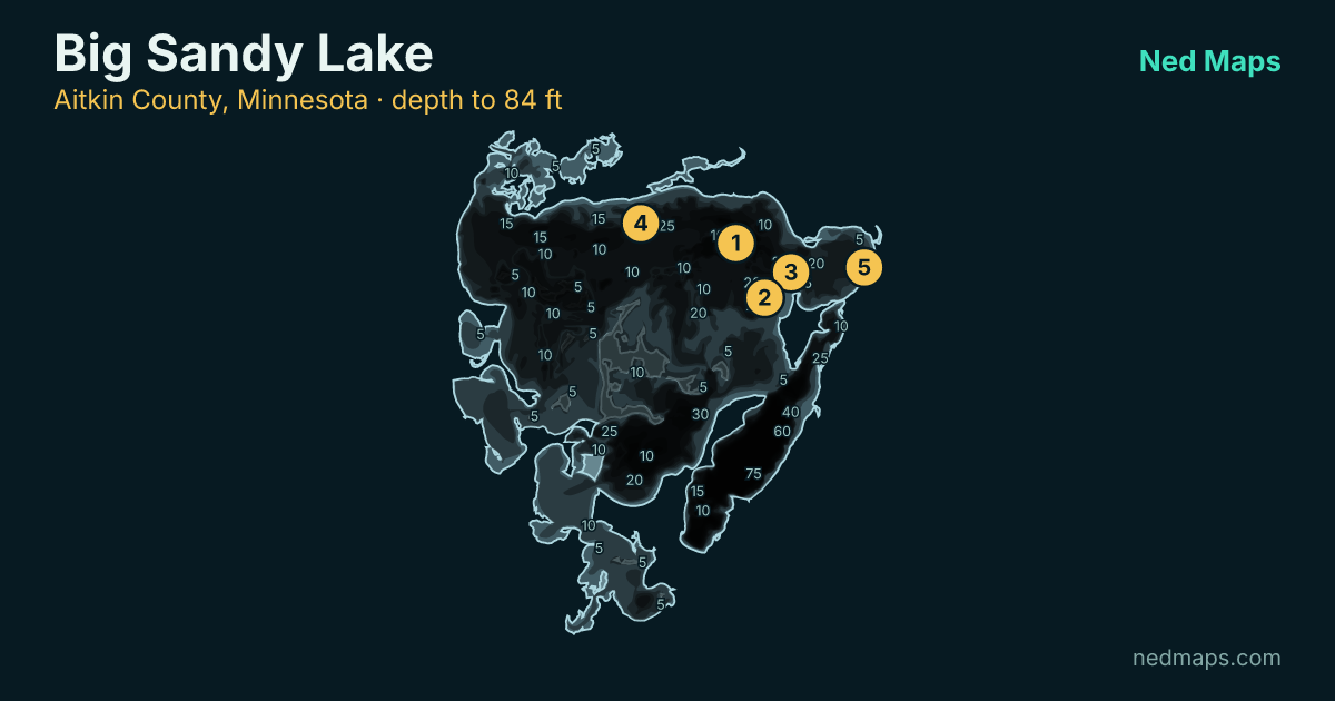 Big Sandy Lake depth contour map, Aitkin County, Minnesota