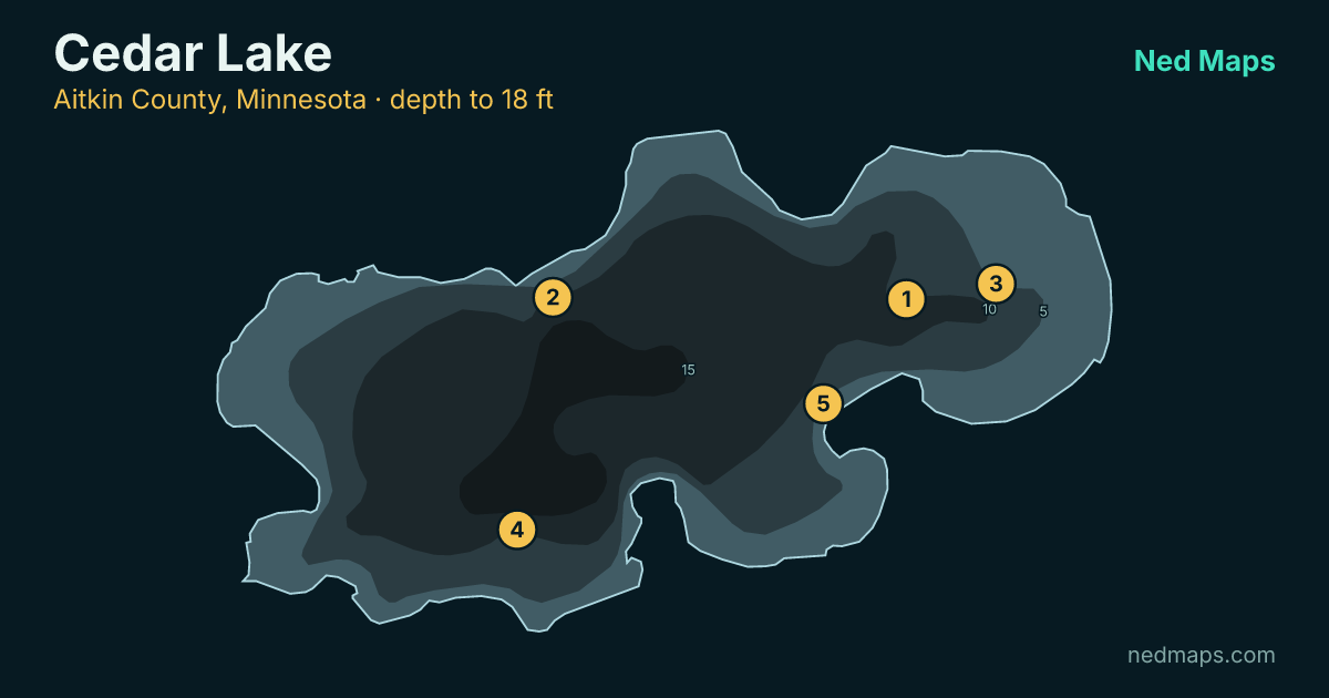 Cedar Lake depth contour map, Aitkin County, Minnesota