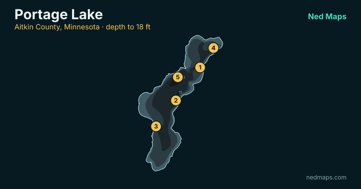 Portage Lake depth contour map, Aitkin County, Minnesota