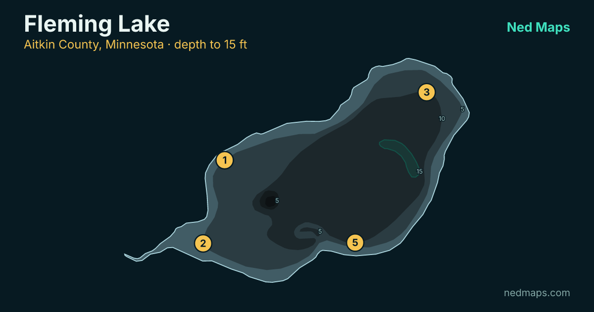 Fleming Lake depth contour map, Aitkin County, Minnesota