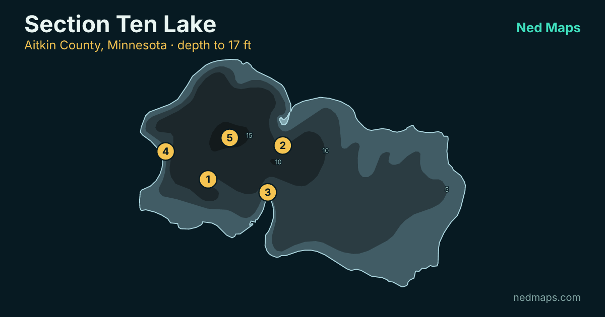 Section Ten Lake depth contour map, Aitkin County, Minnesota