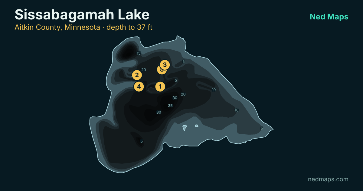 Sissabagamah Lake depth contour map, Aitkin County, Minnesota