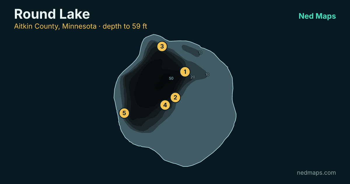 Round Lake depth contour map, Aitkin County, Minnesota