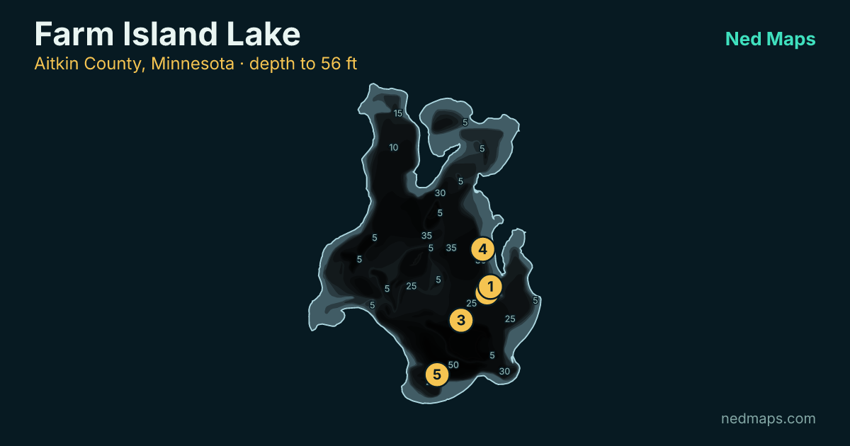 Farm Island Lake depth contour map, Aitkin County, Minnesota