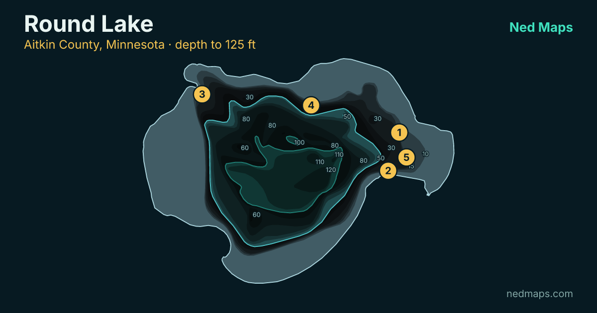 Round Lake depth contour map, Aitkin County, Minnesota