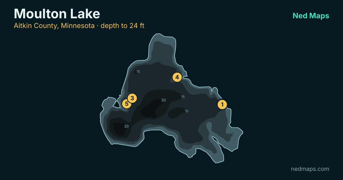 Moulton Lake depth contour map, Aitkin County, Minnesota