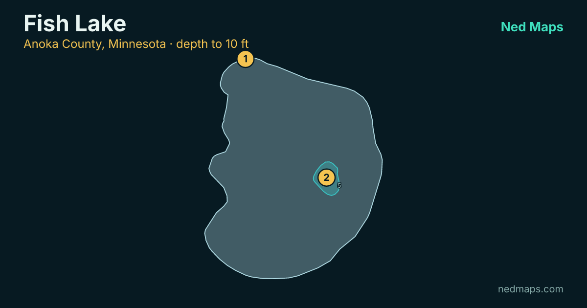 Fish Lake depth contour map, Anoka County, Minnesota