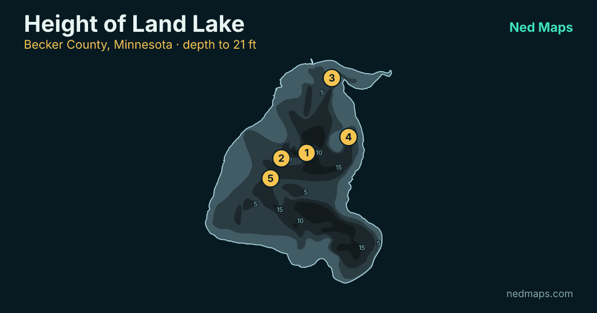 Height of Land Lake depth contour map, Becker County, Minnesota