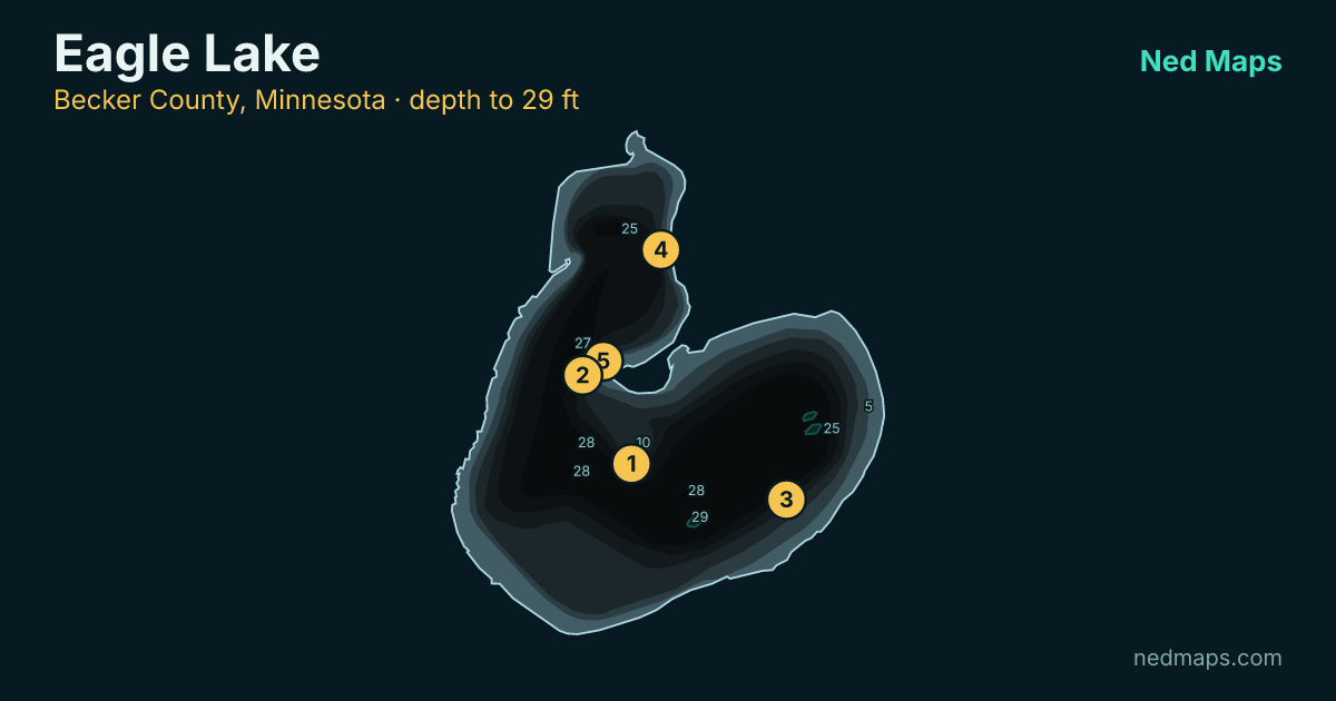 Eagle Lake depth contour map, Becker County, Minnesota