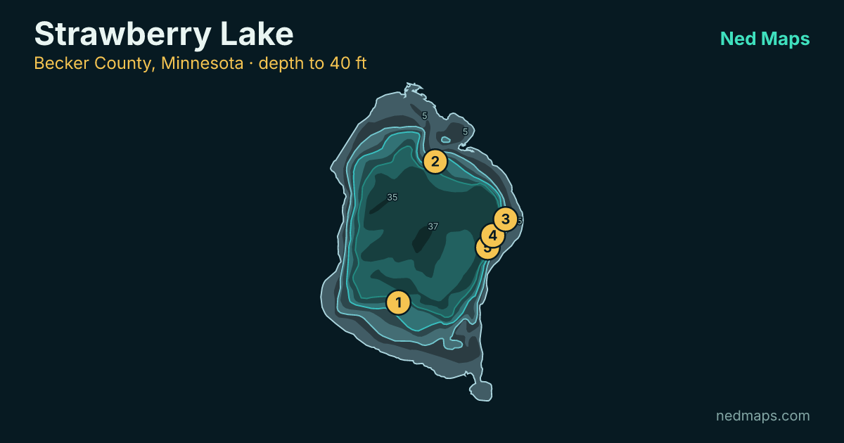 Strawberry Lake depth contour map, Becker County, Minnesota