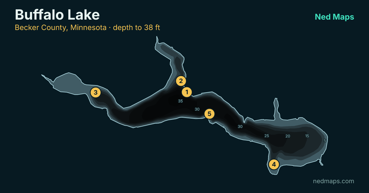 Buffalo Lake depth contour map, Becker County, Minnesota