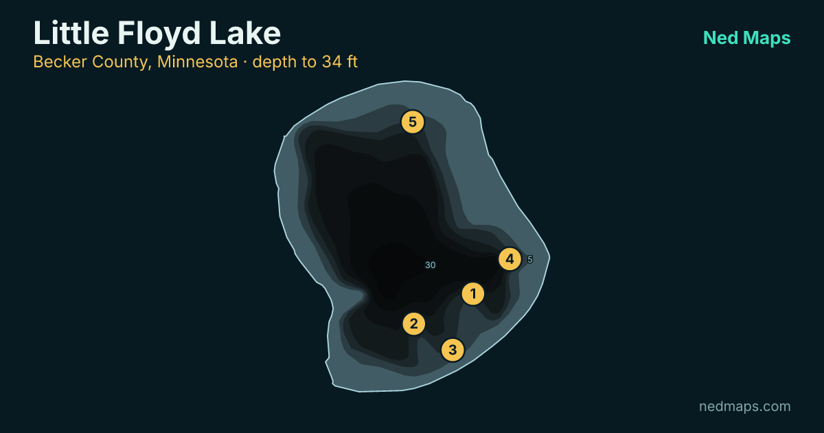 Little Floyd Lake depth contour map, Becker County, Minnesota