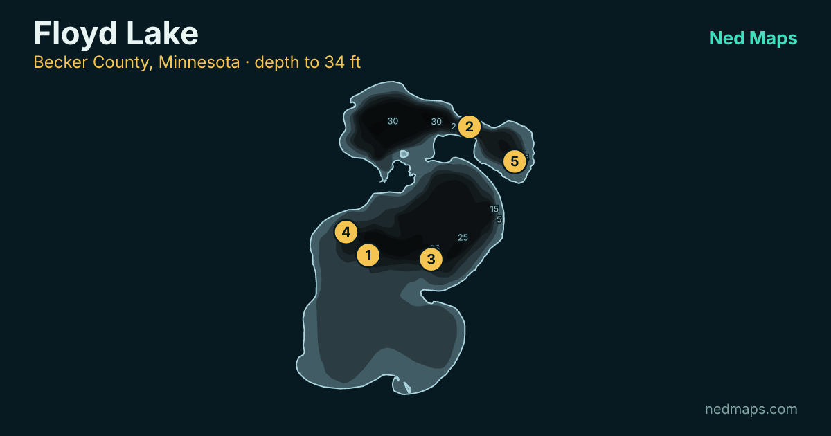 Floyd Lake depth contour map, Becker County, Minnesota