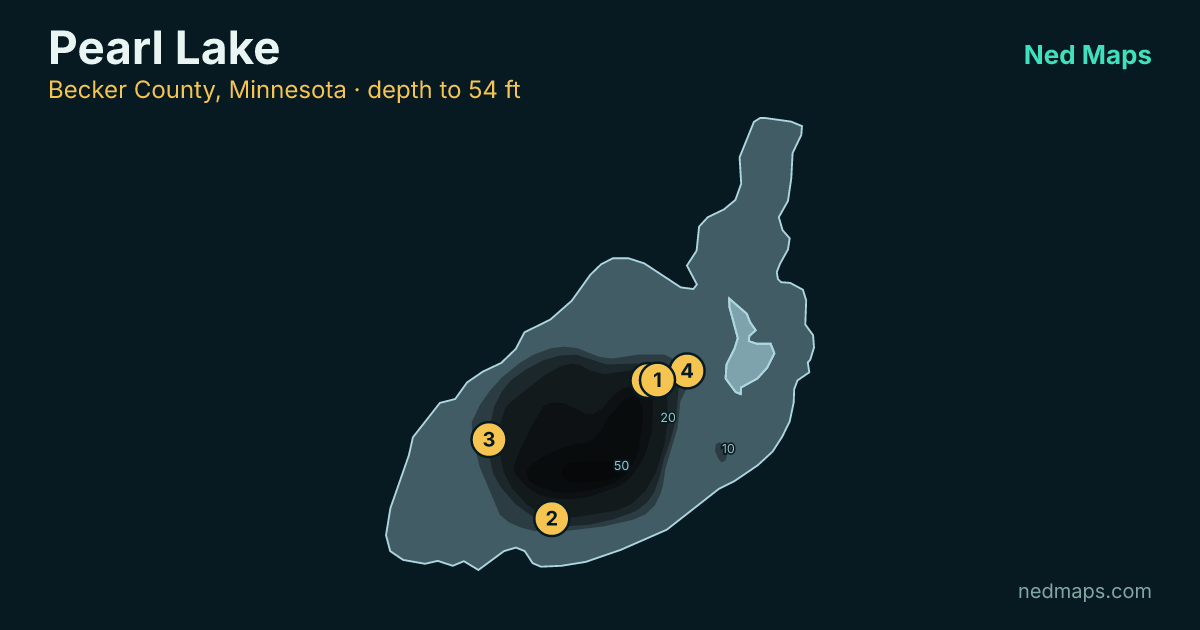 Depth contour map of Pearl Lake, Becker County
