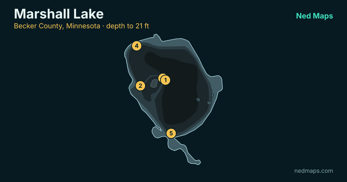 Marshall Lake depth contour map, Becker County, Minnesota