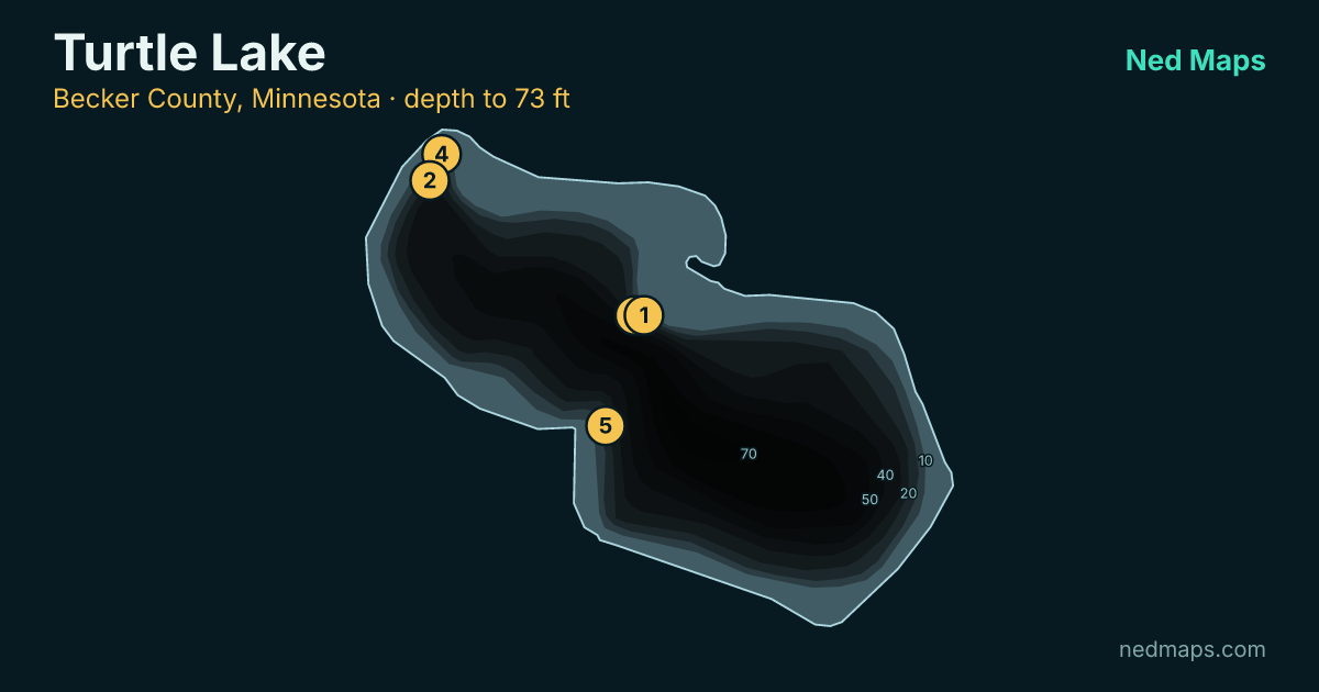 Turtle Lake depth contour map, Becker County, Minnesota