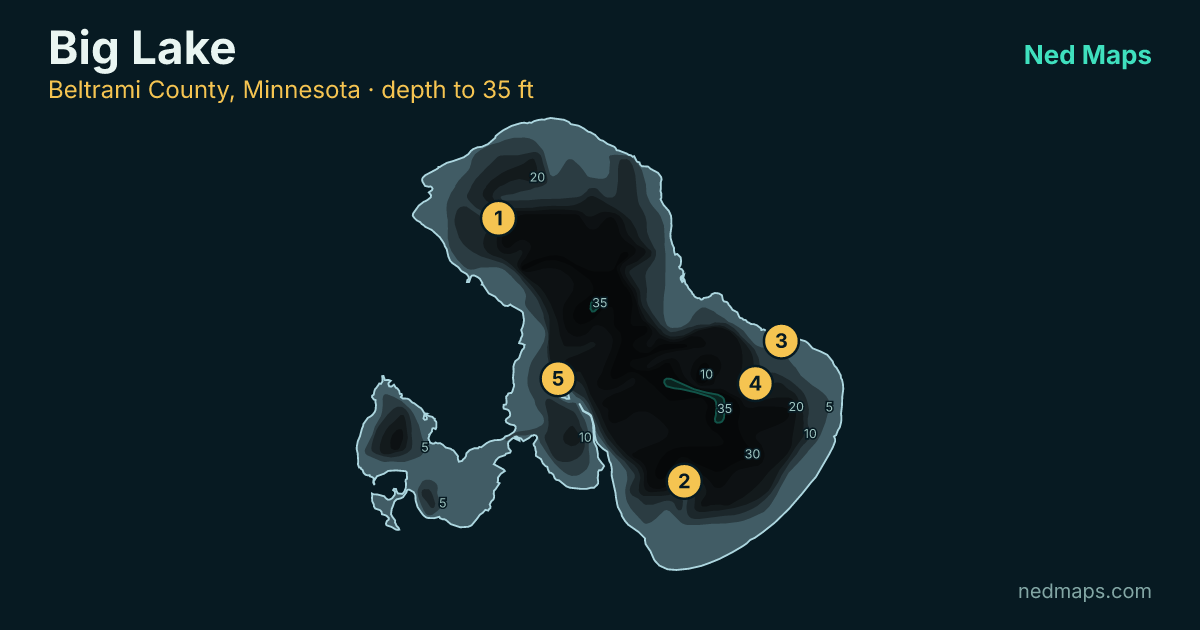 Big Lake depth contour map, Beltrami County, Minnesota